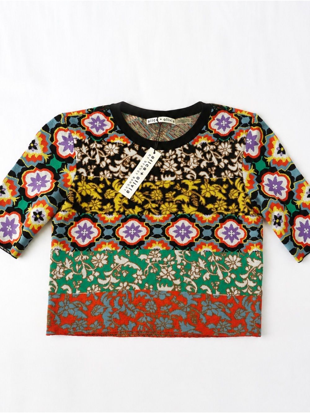 alice + olivia Multicolor Floral Knit Top